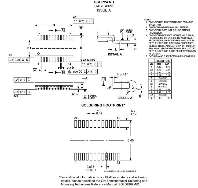Mechanical Drawing - onsemi ADT7476 Thermal Controller & Voltage Monitor